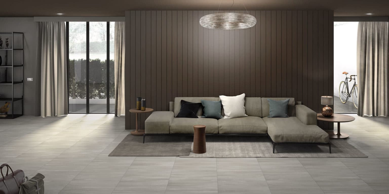 Gray Met 12×24 Porcelain Tile Living Room Flooring