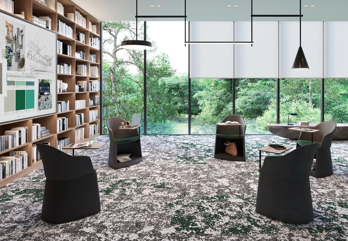 Commercial Modular Carpet Tiles on Library Floor