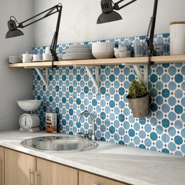 Vaprice blue patterned porcelain tile