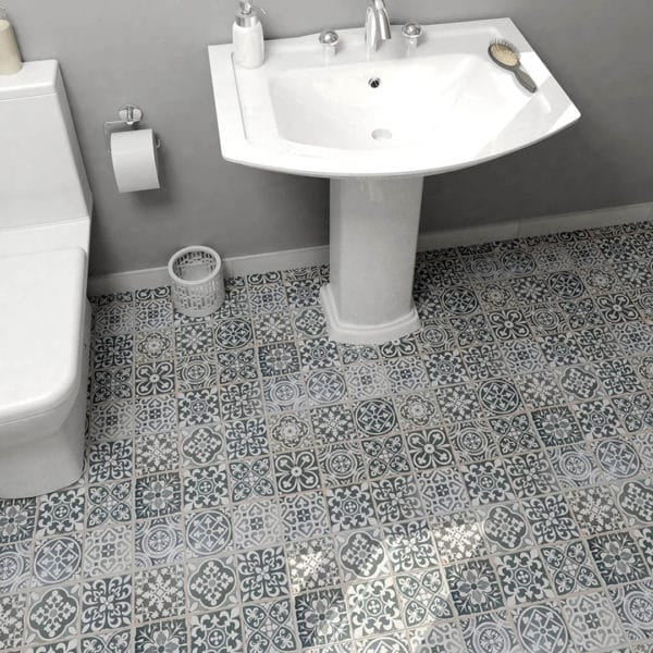 Faenza 13x13 Patterned Tile in Nero bathroom tile