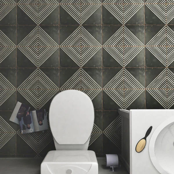 Kings 17 3/4 x17 3/4 Patterned Tile in Rombos bathroom floor