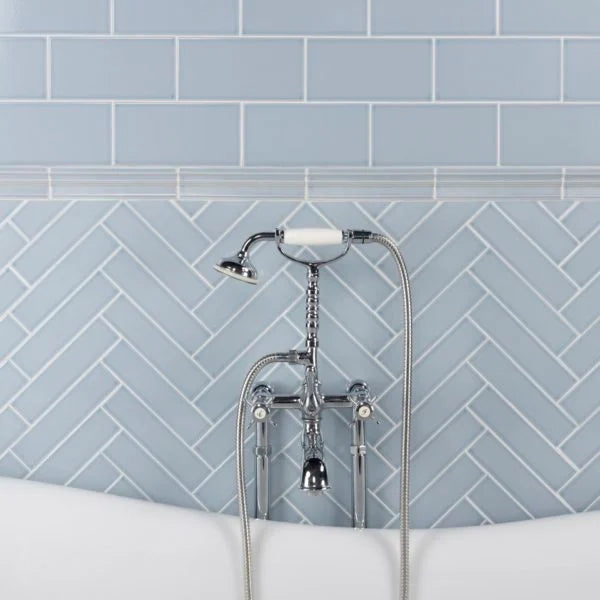 Scandia 2x8 Crackle Finish Subway Tile in Stellar Blue bathroom wall tile 