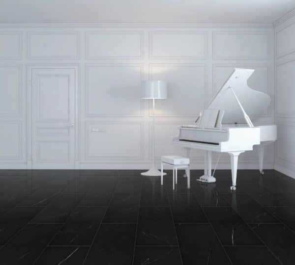 COREtec Stone 18x24 Vinyl Tile in Albera Polished black flooring 