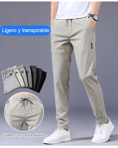  NELLN Pantalones elásticos de secado rápido para hombre, pantalones  elásticos transpirables de seda de hielo, pantalones elásticos de secado  rápido cómodos y suaves para hombre (color verde claro, talla: XXL) 