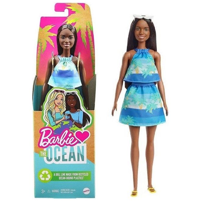 Mattel – Barbie Loves the Ocean Hawaii Puppe mit Rock und Oberteil mit Meeresaufdruck