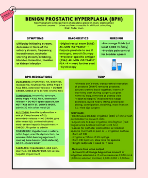 benign prostatic hyperplasia nursing school notes nursing school study guides