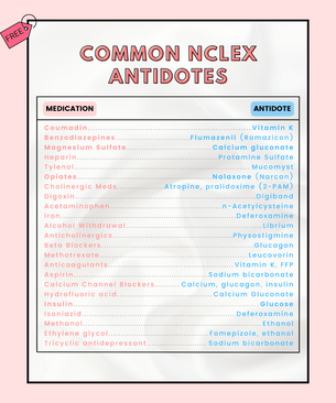 nclex antidotes nursing school notes nursing school study guides