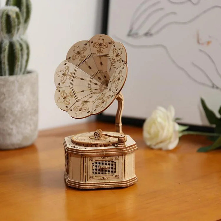 ROKR Klassisches Grammophon 3D-Holzpuzzle LKB01D (elektrische Version)