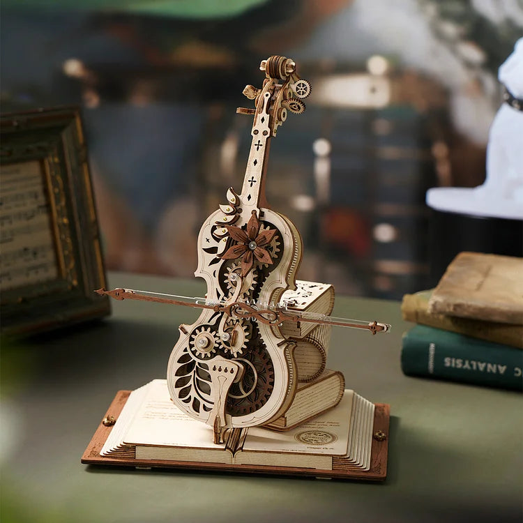 Boîte à musique mécanique ROKR Magic Cello Puzzle en bois 3D AMK63 | Robotime Online