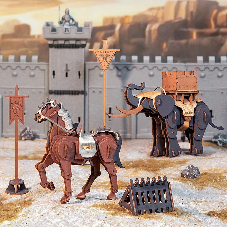 Rowood Kriegerpferd & Kriegerelefant 3D-Holzpuzzle TWA01& TWA02 | Robotime Online