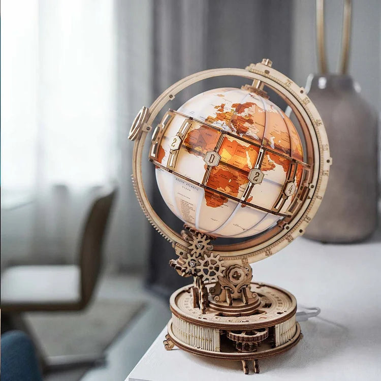 [Expédition aux États-Unis uniquement] Puzzle en bois 3D Globe lumineux ROKR ST003 | Robotime Online