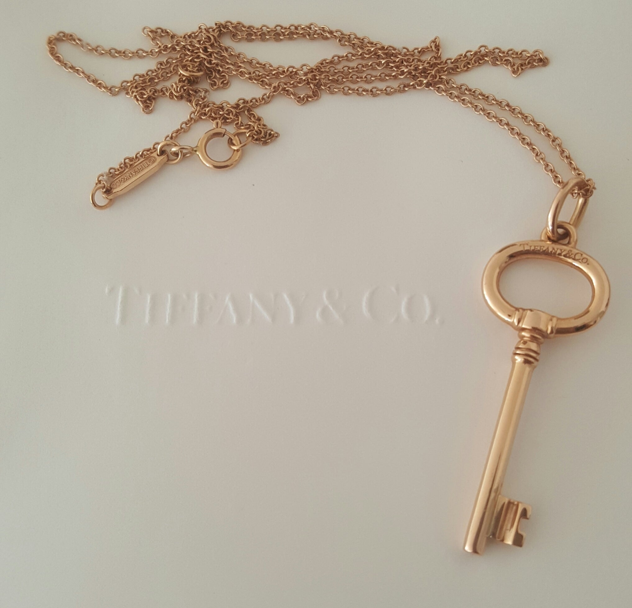 Tiffany And Co 18ct Rose Gold Key Pendantnecklace 16 Adjustable 18ct C