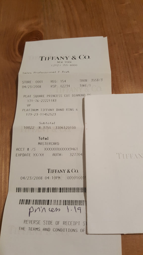 tiffany and co receipt