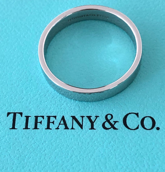 Tiffany & Co. Mens Platinum Wedding Band Ring 4mm Wide