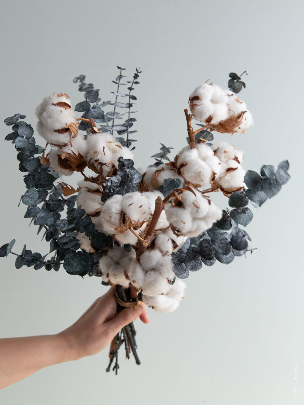 Bouquet de fleurs séchées avec fleurs de coton et eucalyptus stabilisé -  Bouquet « Douceur » | Fleuriste à Ferney Voltaire | Livraison partout en  France – malvarosaflowers