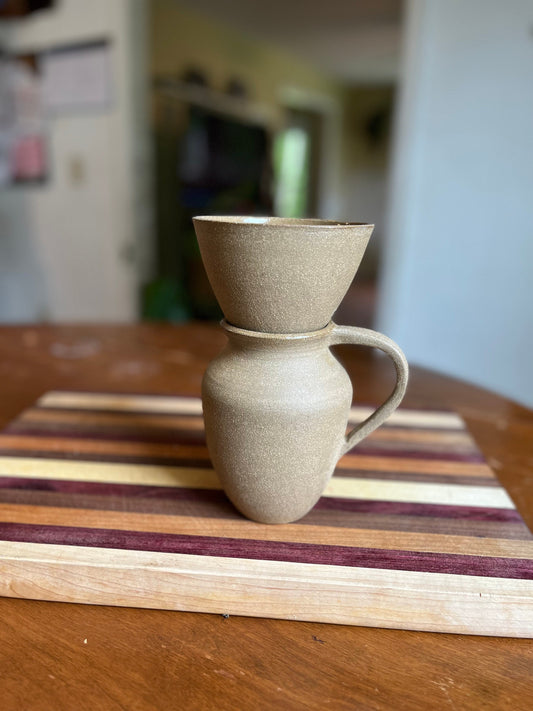 TO ORDER Set of Coffee Dripper/pour Overcoffee Jug/pottwo Tumblers in Beige  Color, Stoneware, Handmade Ceramic 