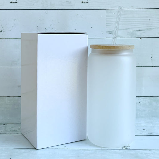 25 Pack 25oz Sublimation Frosted Clear Glass Tumbler Blanks with Bamboo Lids  and Plastic Straw