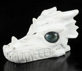 White Agate Dragon Natural Crystal Skull 5.3"