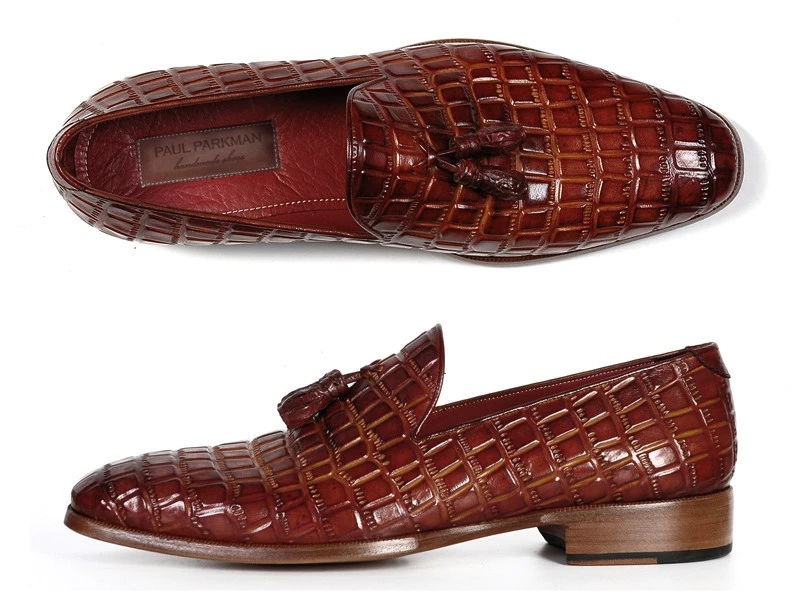 Paul Parkman Brown Crocodile Embossed Calfskin Loafers (ID#5576