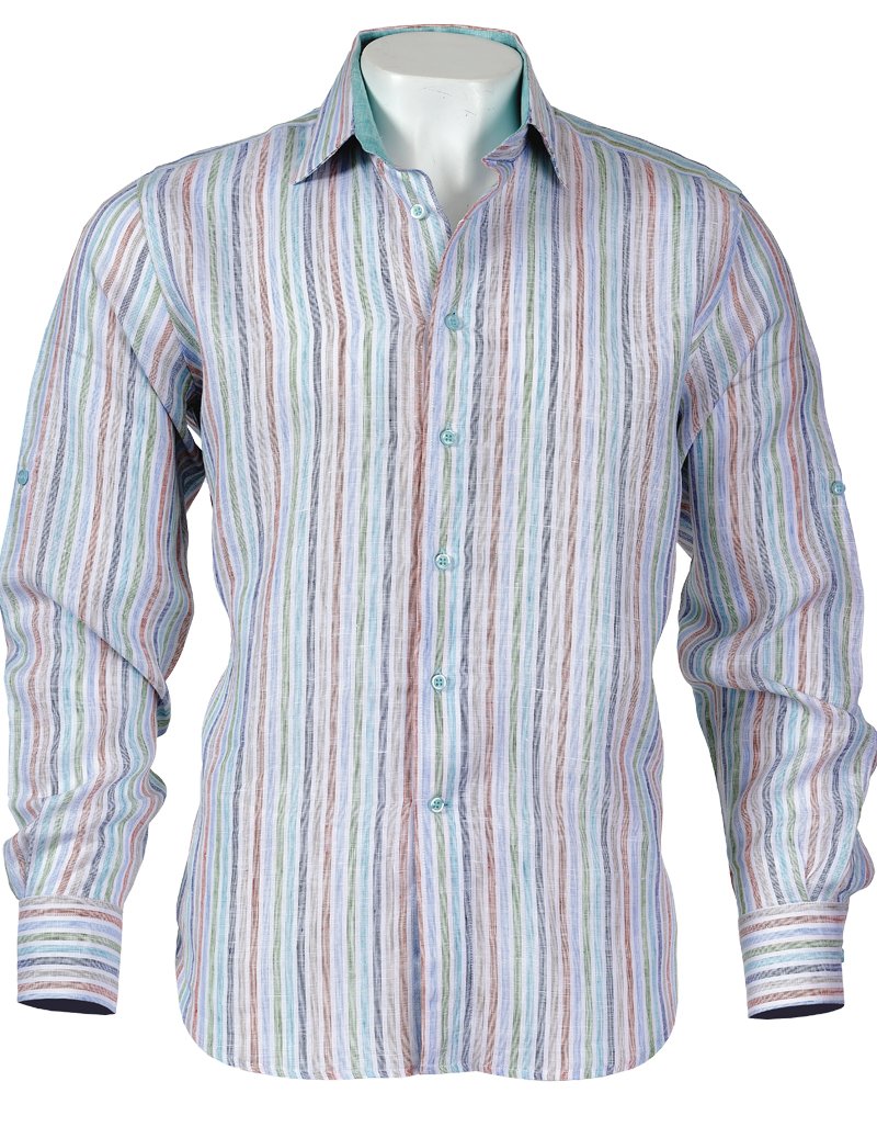 Inserch Premium Linen Yarn-Dye Long Sleeve Shirt 24091-66 Multi ...