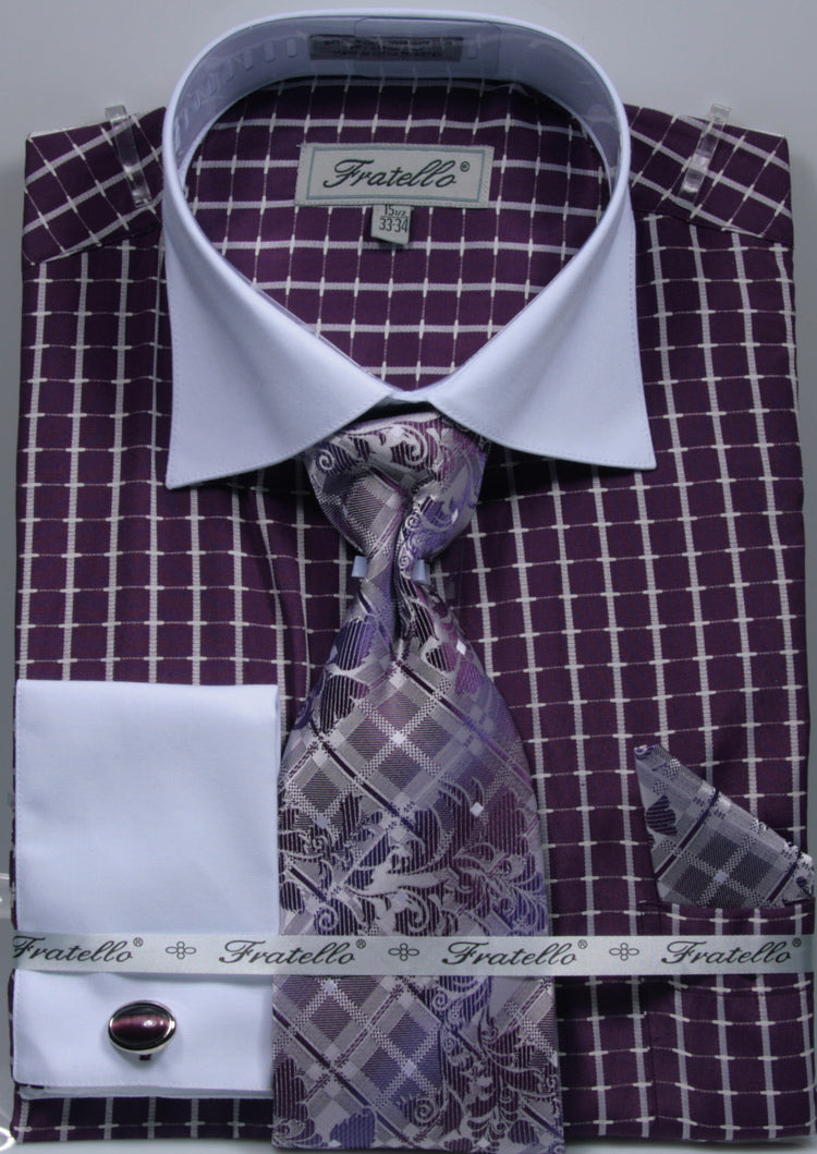 Fratello French Cuff Dress Shirt FRV4131P2 Purple