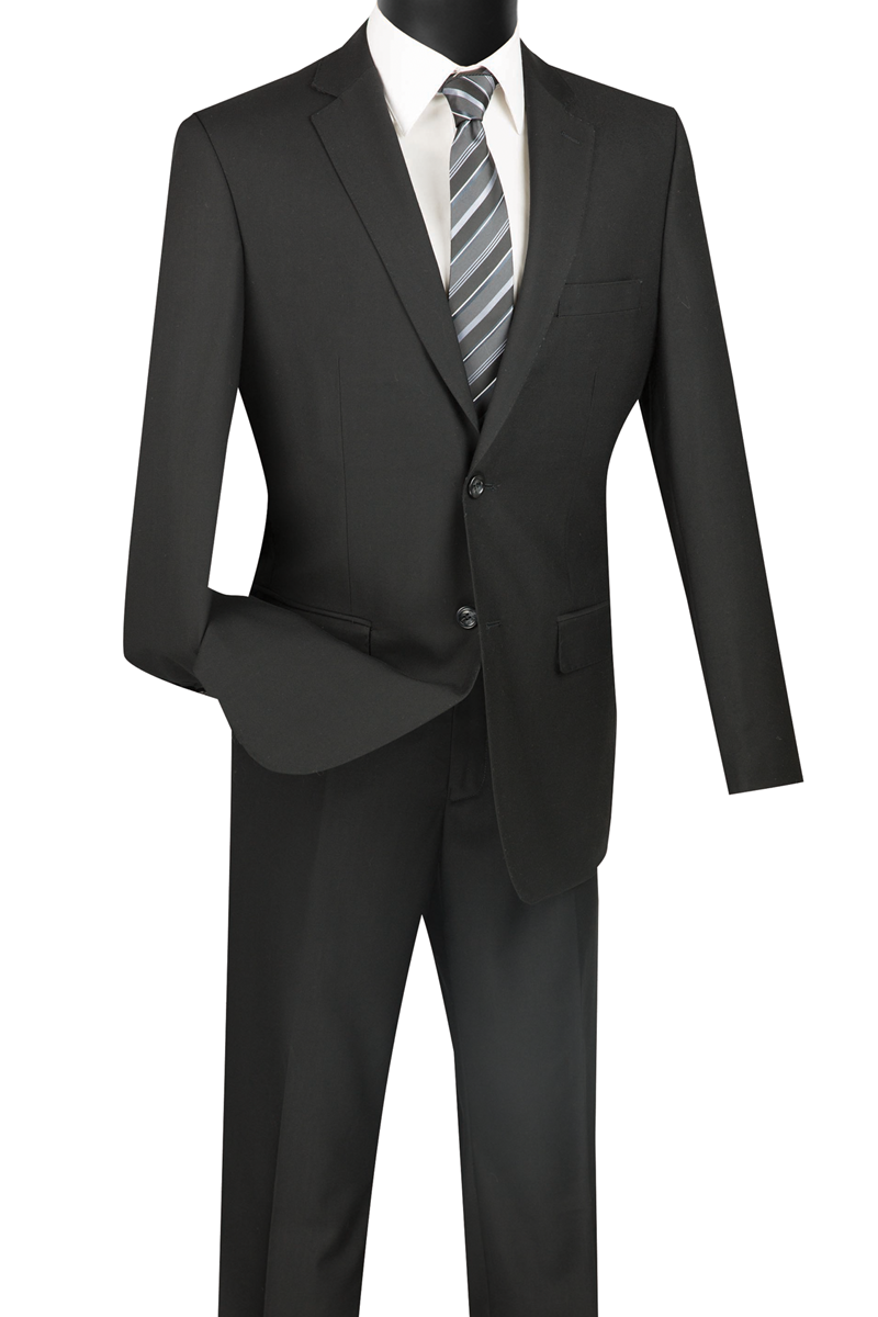 Vinci Slim Fit 2 Piece 2 Button Suit Black Sc900 12 Unique Design Menswear