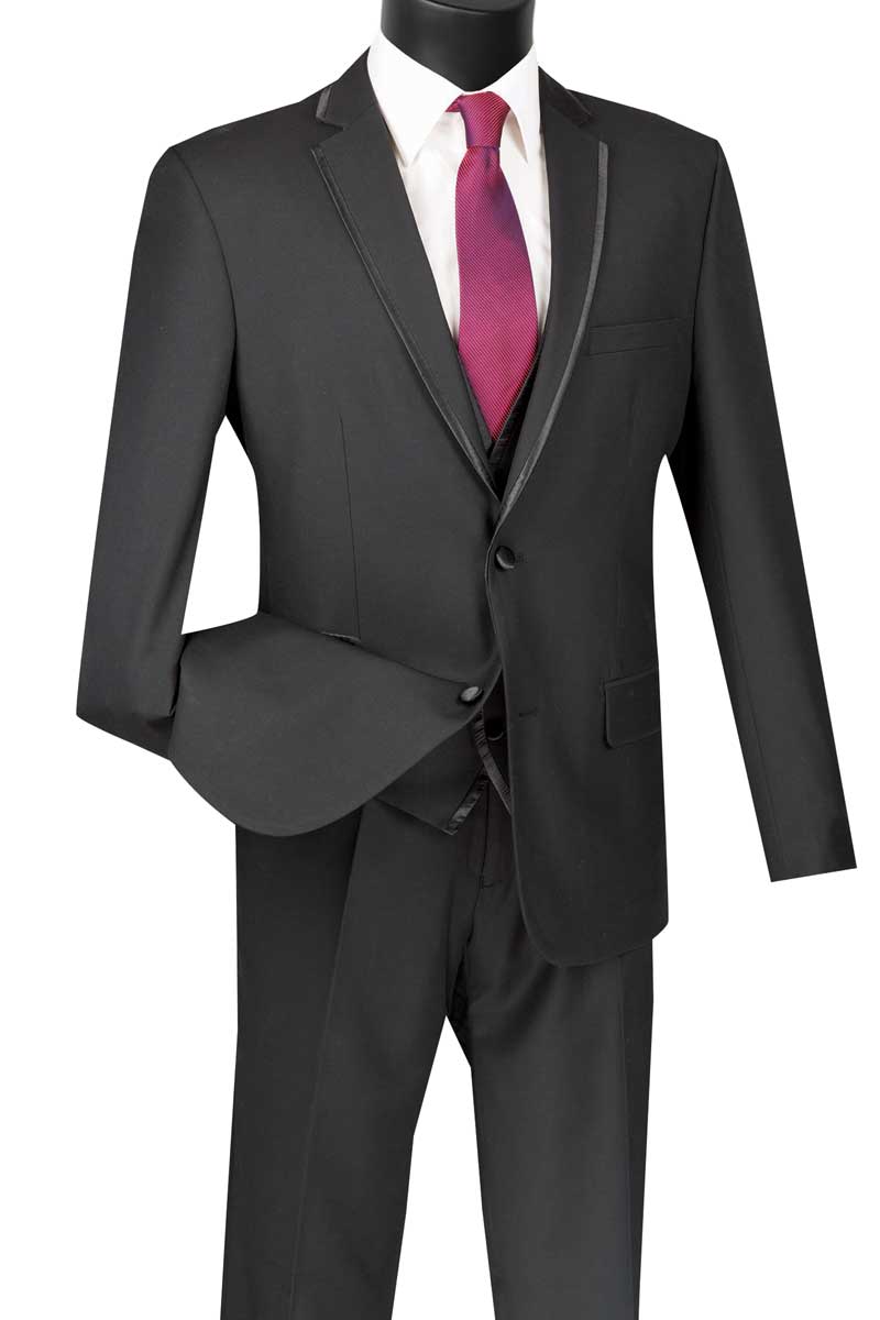 Vinci Slim Fit 3 Piece Suit 1 Button with Double Breasted Vest (Silver –  Unique Design Menswear