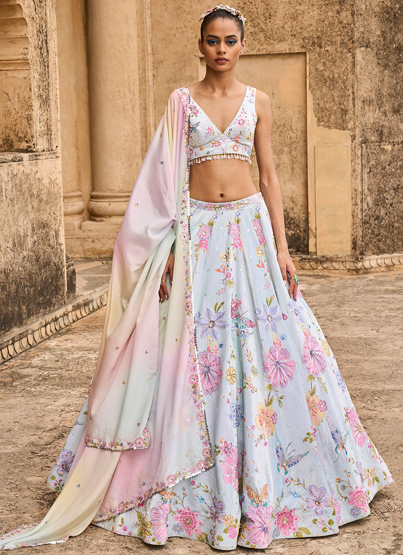 Golden Velvet Fine Embroidered Bridal Lehenga – Fashionous