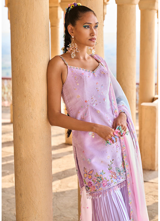 Lavender Floral Printed Palazzo Set – Lashkaraa