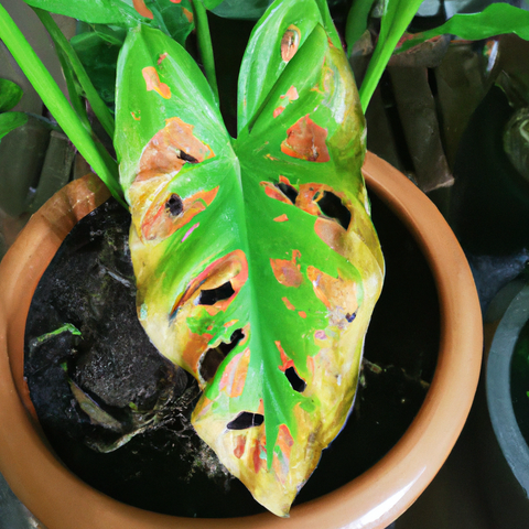 Imagen de ejemplo de una planta afectada por la pudrición de la raíz.