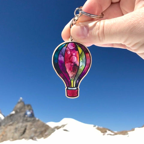 Hot Air Balloon Keyring pictured above the Swiss Alps - Jungfraujoch