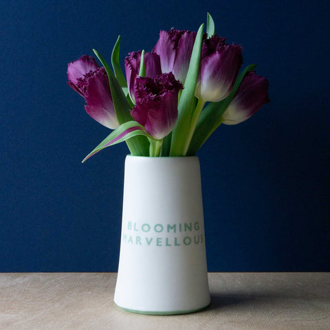 Mothers Day Gift Idea - Cermanic vase with the words Blooming Marvellous