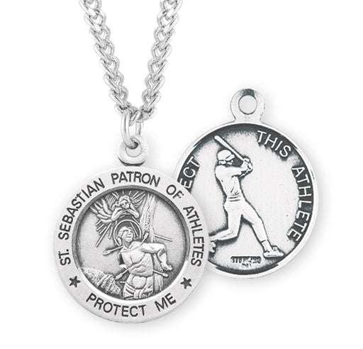 St. Sebastian/Baseball Sterling Silver Medal — Acadian Religious