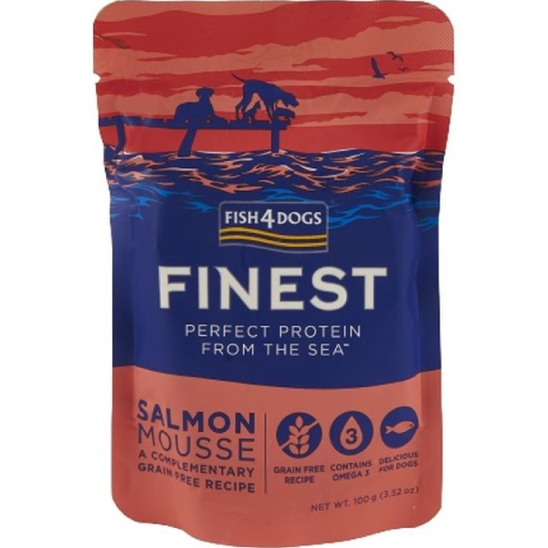 Hrana umeda pentru caini Fish4Dogs Finest Somon Mousse 100g