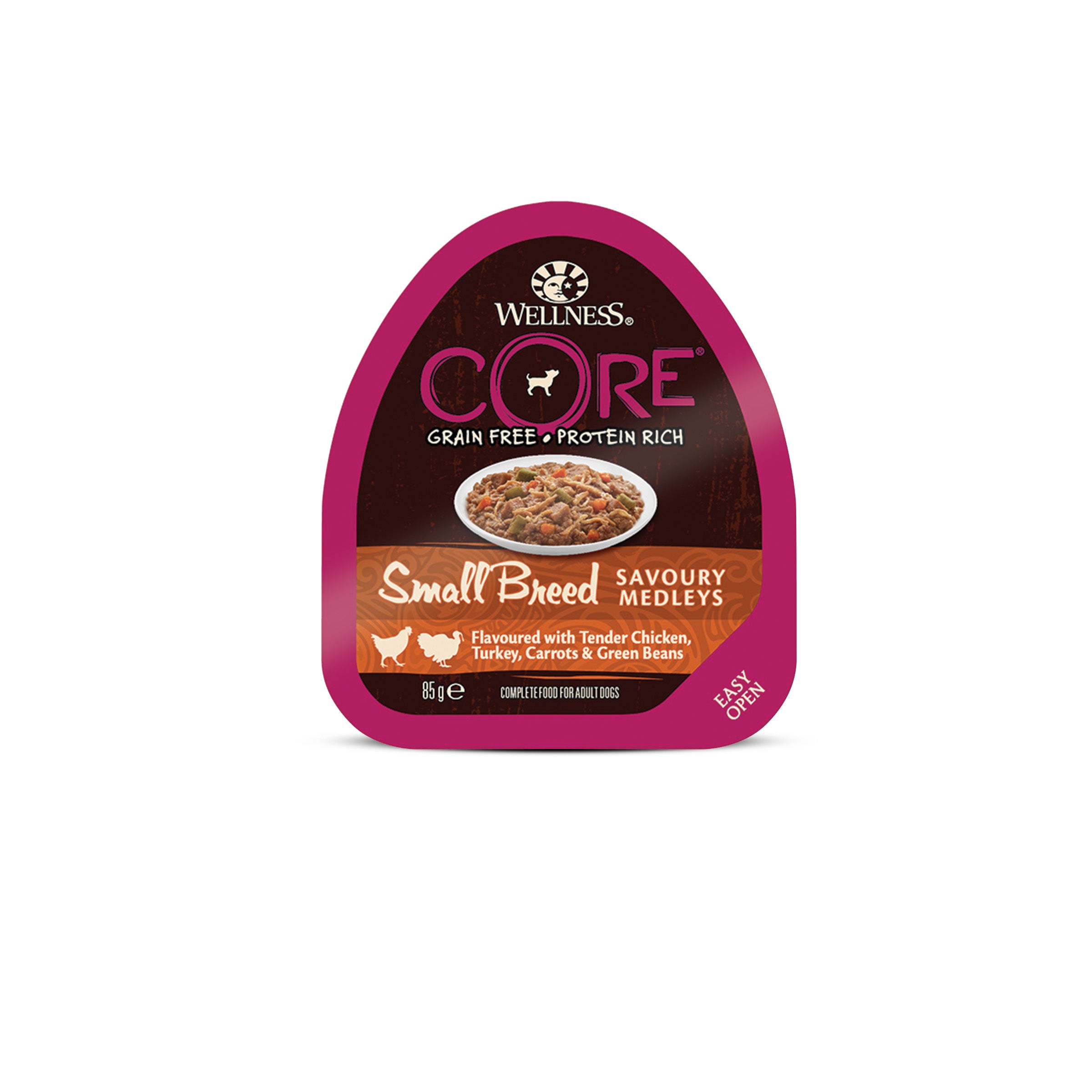 Hrana umeda pentru caini Wellness Core Small Breed Savoury cu pui si curcan 85 g