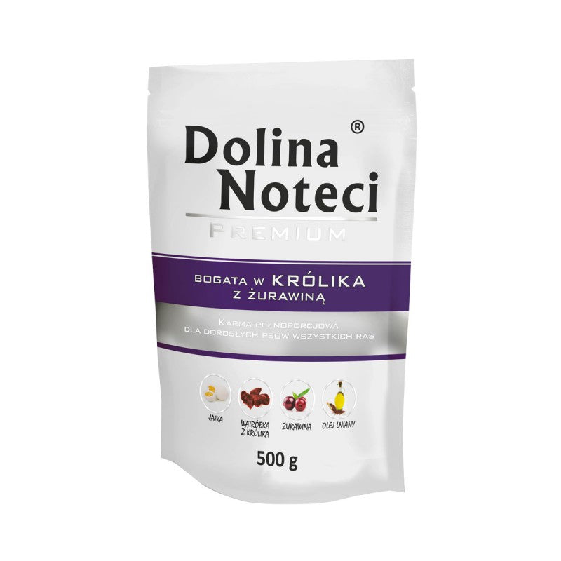 Hrana umeda pentru caini Dolina Noteci cu iepure si merisoare 500 g