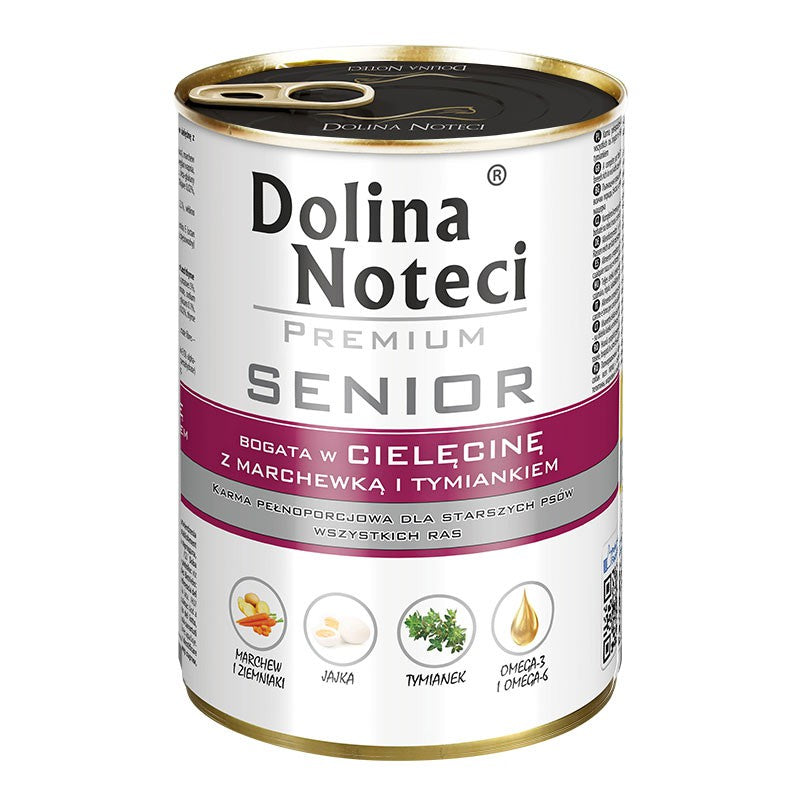 Hrana umeda pentru caini Dolina Noteci Senior cu vitel si morcov 400gr