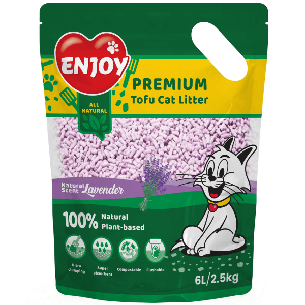 Asternut pentru litiera Enjoy Tofu cu lavanda 6L - 2.5kg