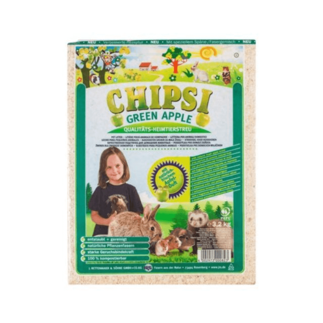 Asternut pentru rozatoare Chipsi Green Apple 60L 3.2kg