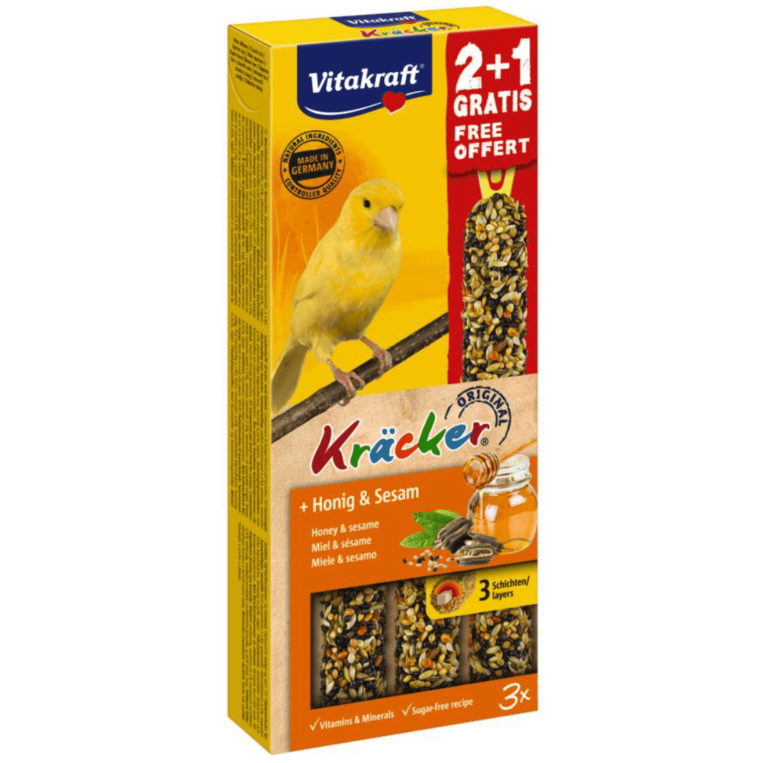 Baton pentru canari Vitakraft Kracker Miere & Susan 60gr+30gr Gratis