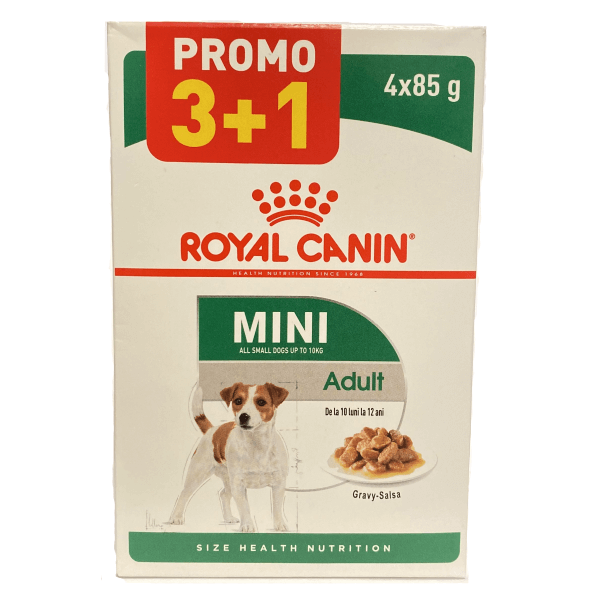 Hrana umeda pentru caini Royal Canin Mini Adult 4x85g PROMO 3+1