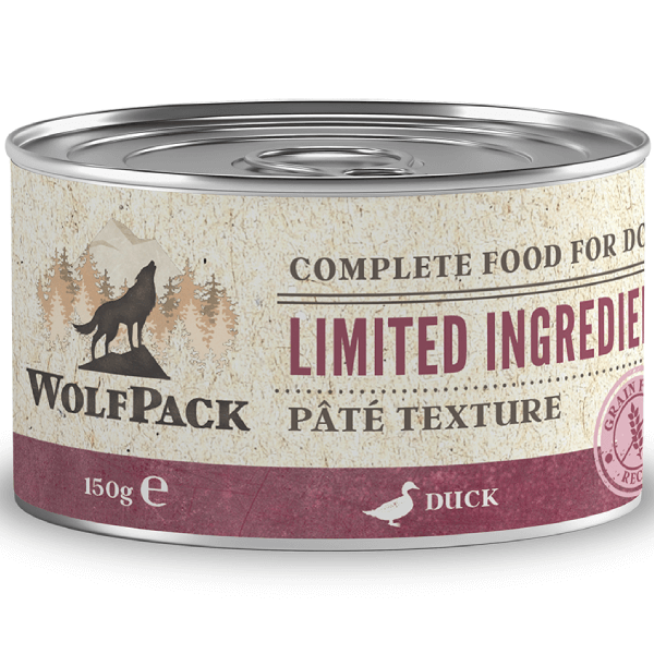 Hrana umeda pentru caini Wolfpack LTD Adult Rata 150g