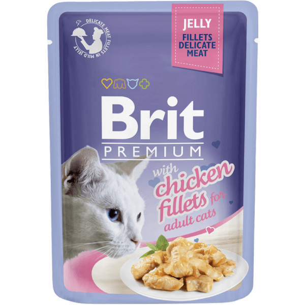 in cat timp creste un pui de carne Hrana umeda pentru pisici Brit Premium cu carne de pui file in aspic 85g