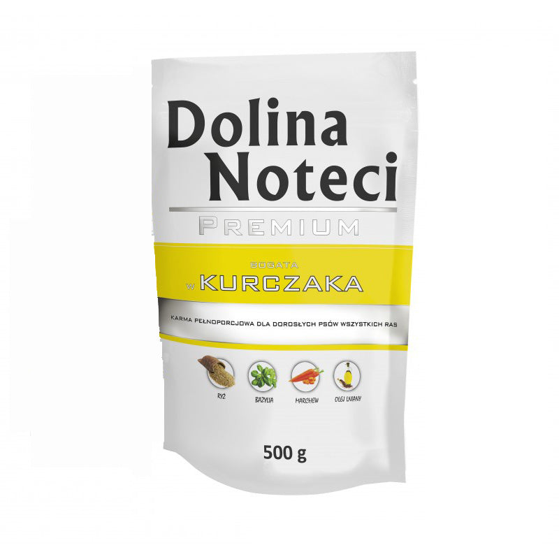 Hrana umeda pentru caini Dolina Noteci Premium cu pui 500 g