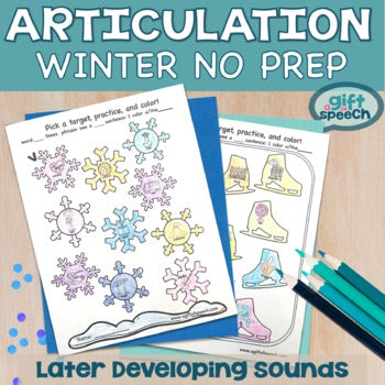 Winter No Prep Articulation - Speech Therapy Activities - Hole-y