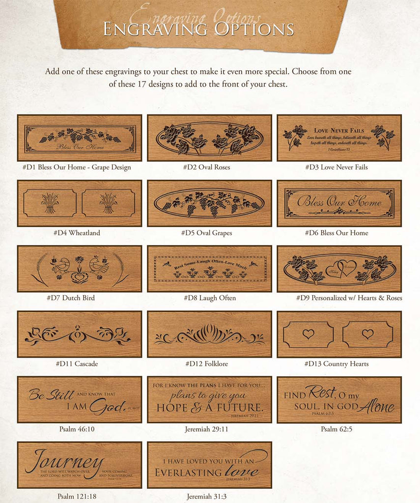 Amish Made Chest Engraving Options