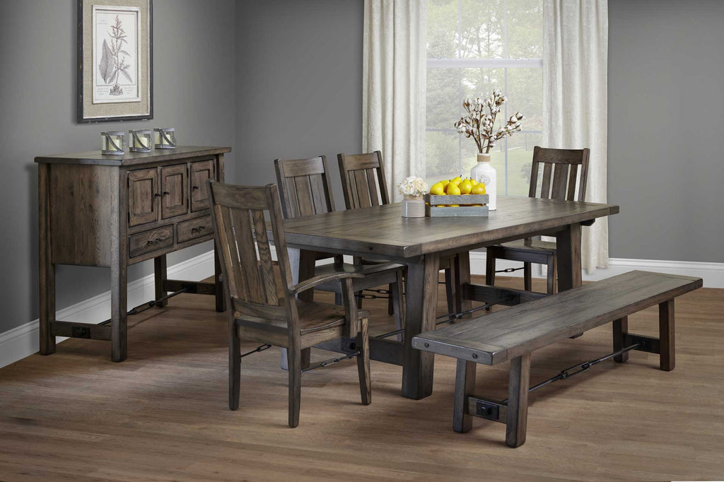 Ouray Amish Made Solid Wood Iron Turn Buckle Rustic Dining Set