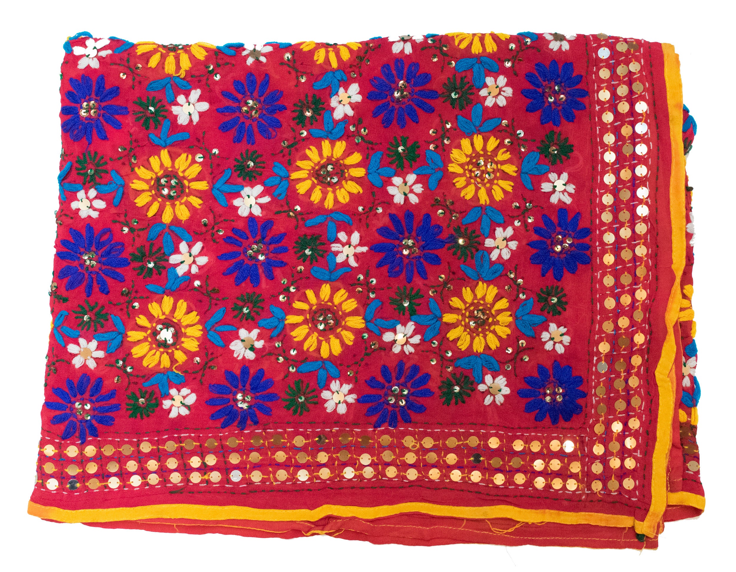 Vintage Indian Embroidered Silk Scarf – Worldwide Textiles