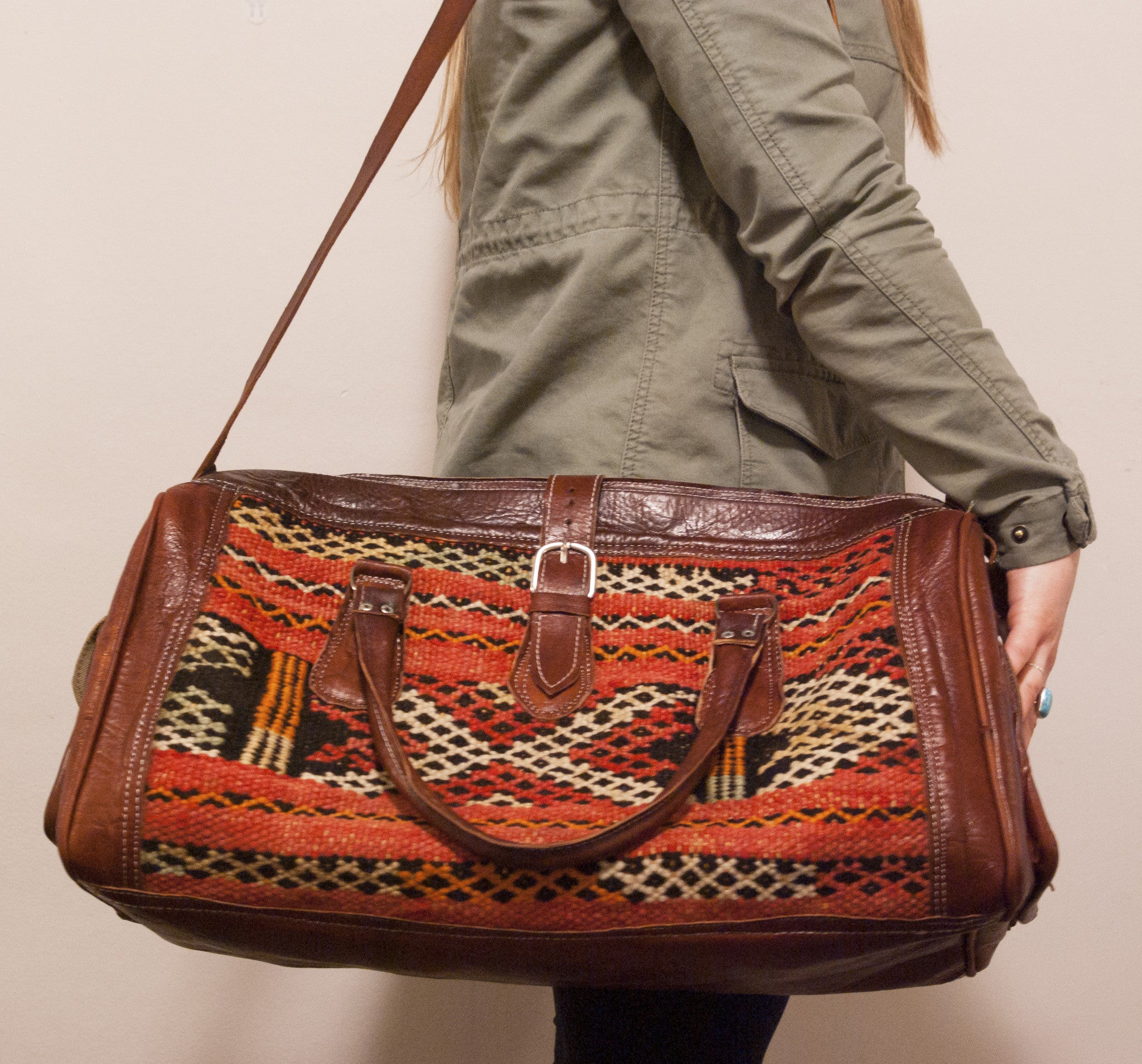Rachid Moroccan Kilim Weekender Duffel Bag | Worldwide Textiles