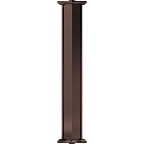 10' x 5-1/2" Endura-Aluminum Acadian Style Column, Square Shaft (Post Wrap Installation), Non-Tapered, Textured Bronze